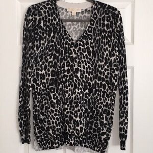 MICHAEL Michael Kors Animal Print V Neck Sweater